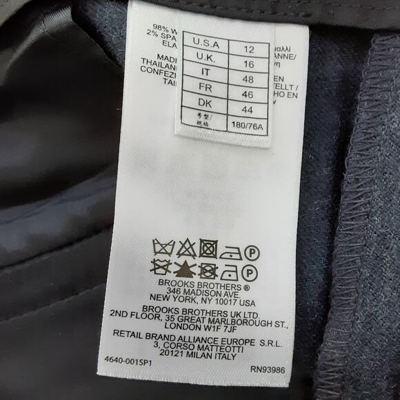 Brooks Brothers 346 Lucia Fit Slim Fit Trousers Wool Navy Blue Pleated Front 12 - Picture 5 of 11